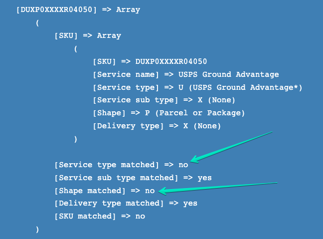 Service Type Matched No, Shaped Matched No