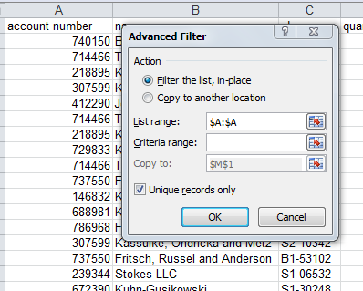 Excel filter example