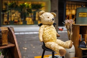 Teddy bear at antique market in Tokyo
