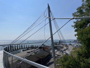 Pedestrian bridge to the city port of Sassnitz on the island of Rügen, Germany