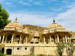 ornate buildings of Gatore ki chhatri in Jaipur, Rajasthan
