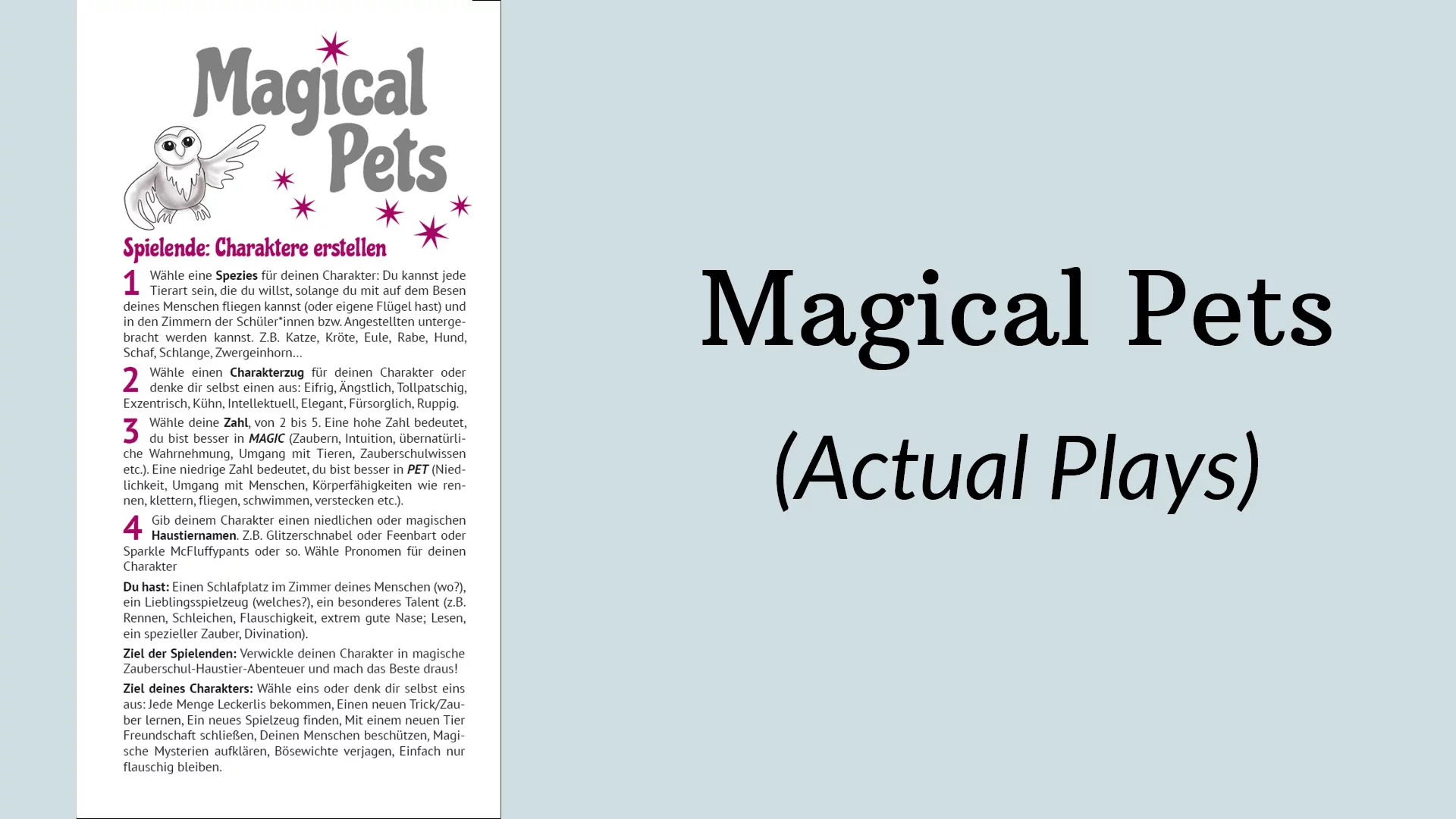 Magical Pets (Actual Plays)