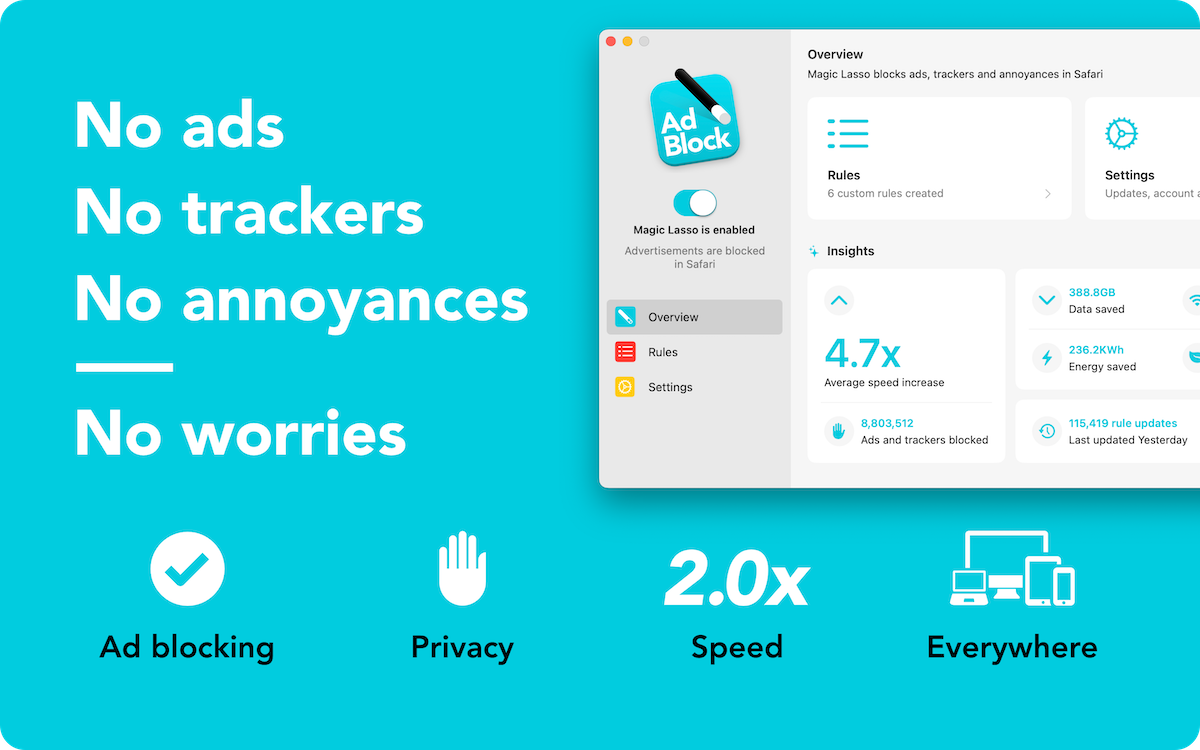 Magic Lasso Adblock: No ads, no trackers, no annoyances, no worries