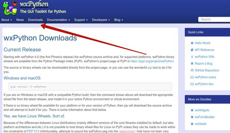 Установка wxPython на Windows, Mac OS X, Linux