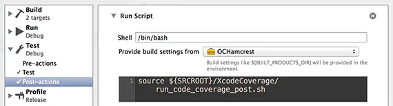 Post-actions to get code coverage after unit tests