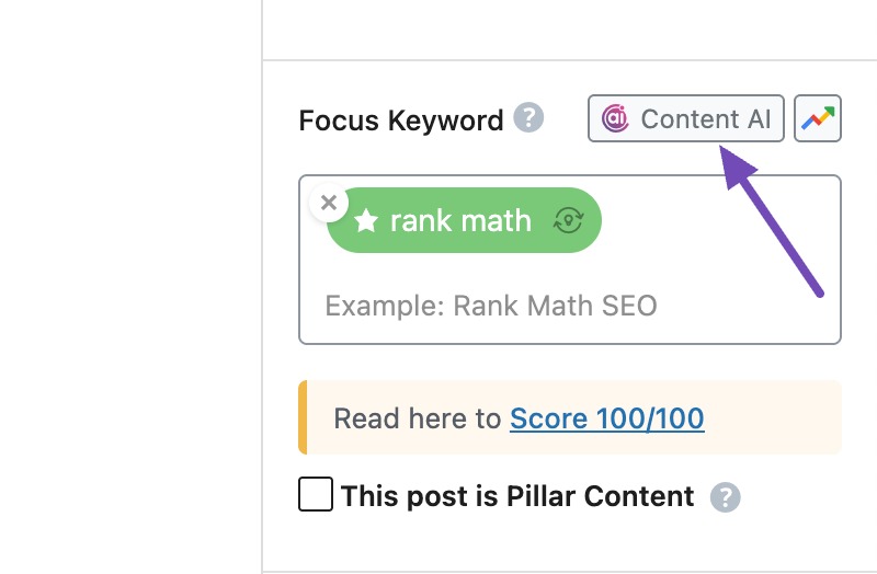 Access Rank Math's Content AI
