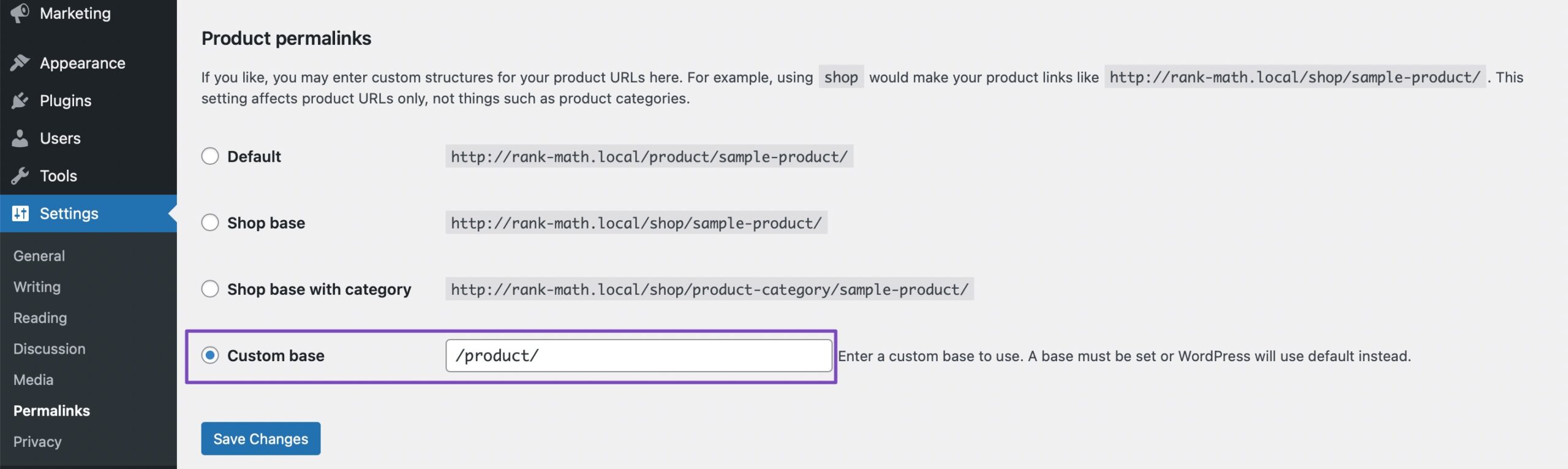 WooCommerce Product Slug Change Setting