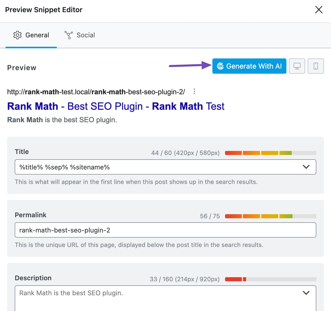 Click Generate with AI