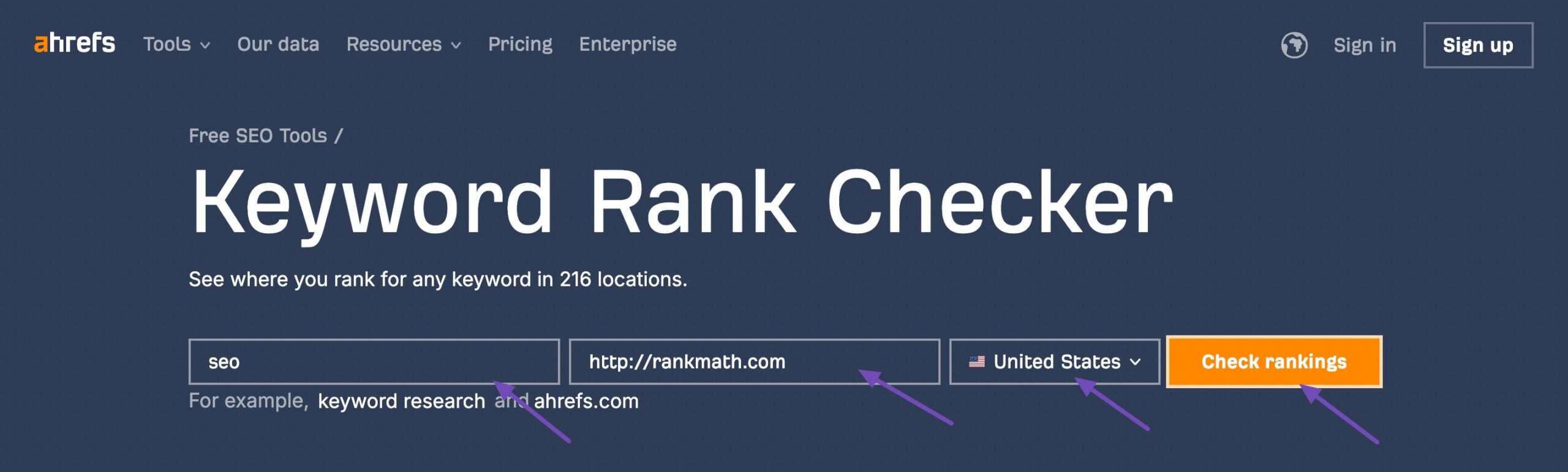 Ahrefs' Keyword Rank Checker