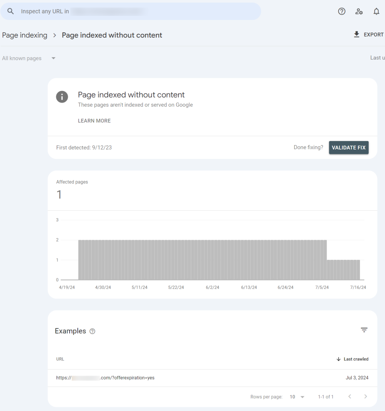 Page indexed without content error in GSC