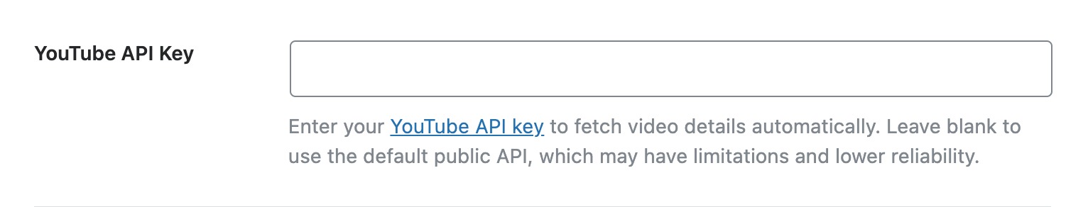 Enter your YouTube API Key here