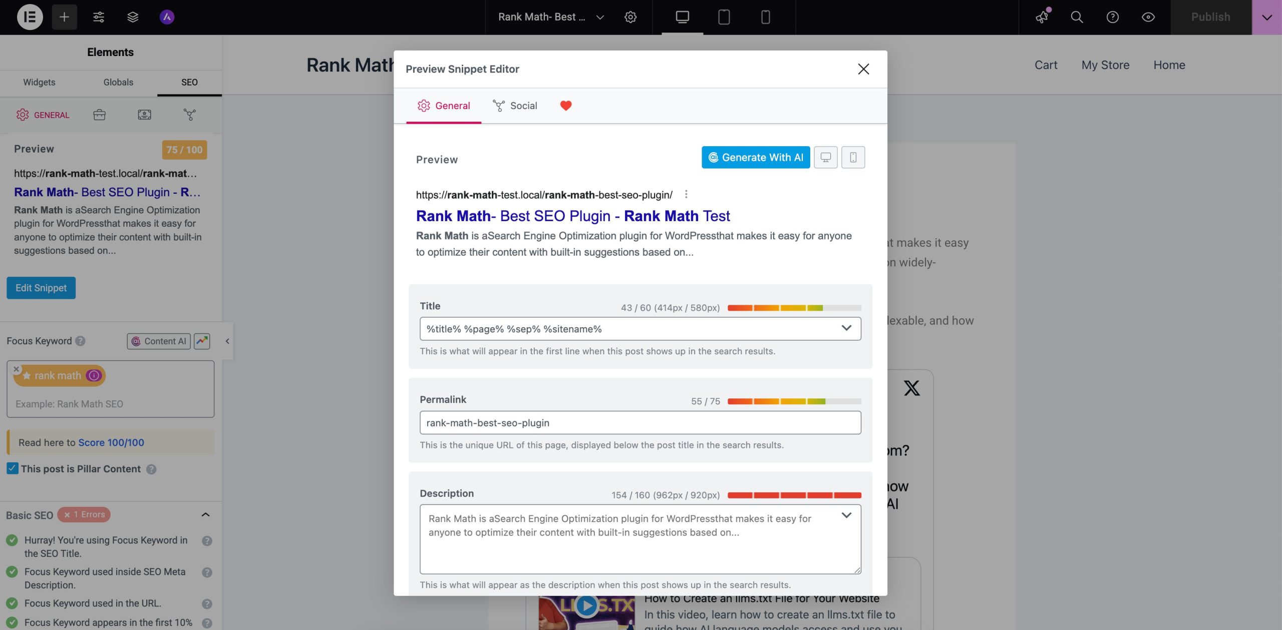 Elementor Edit SEO Details