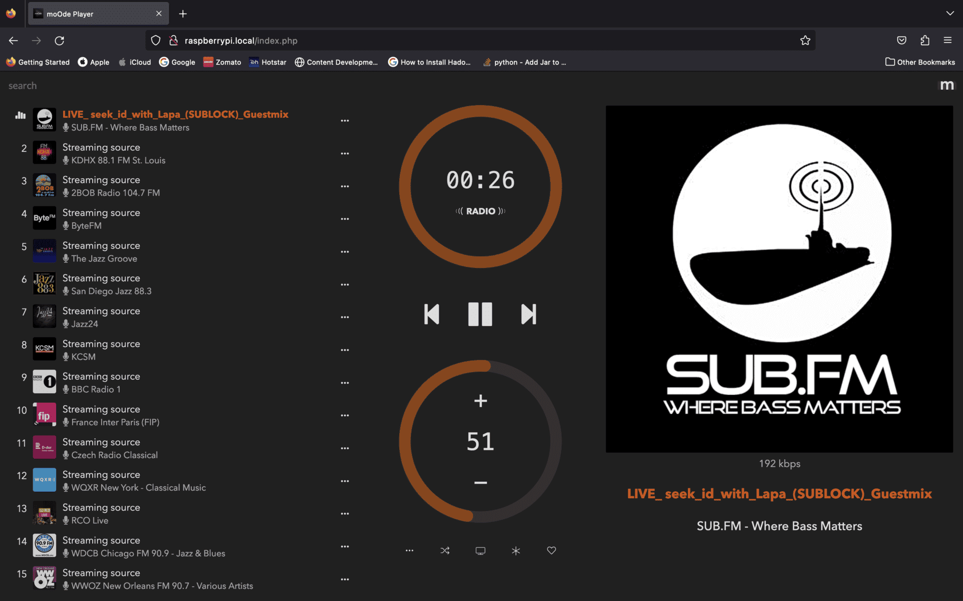 moode web interface