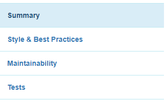 HTML report - Sidebar