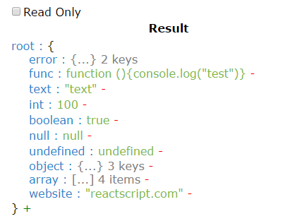 React Editable JSON Tree Component React Editable JSON Tree Component