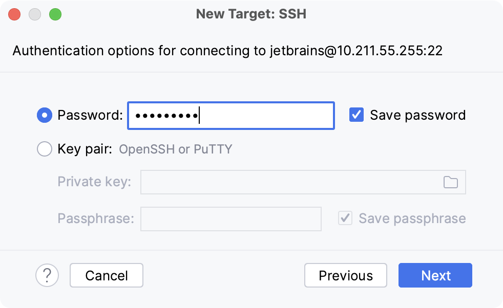 specifying authentication details