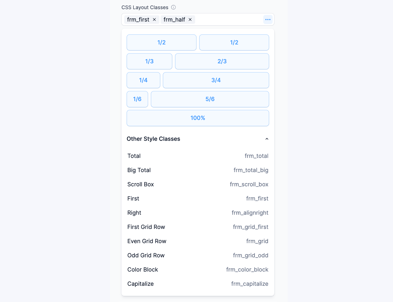 Field Options CSS Layout