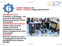 NOVACOM
NOVACOM
NOVACOM
NOVACOM
NOVACOM
NOVACOM
6 
SINTOMA DE FALLA: 
El televisor no da imagen,  solo 
enciende el LED indic