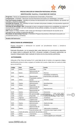 GC-F -005  V. 01
PROCESO DIRECCIÓN DE FORMACIÓN PROFESIONAL INTEGRAL 
IDENTIFICACIÓN: TALLER No. 1 PLAN ÚNICO DE CUENTAS
Pr