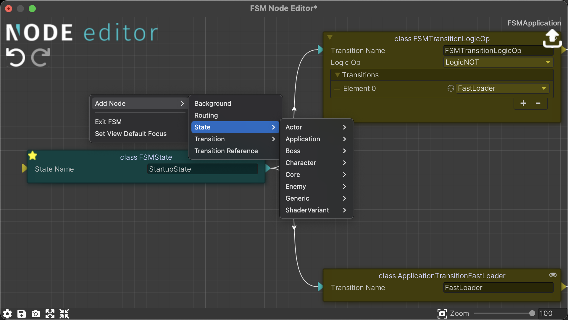 Adding states within the Node Graph.