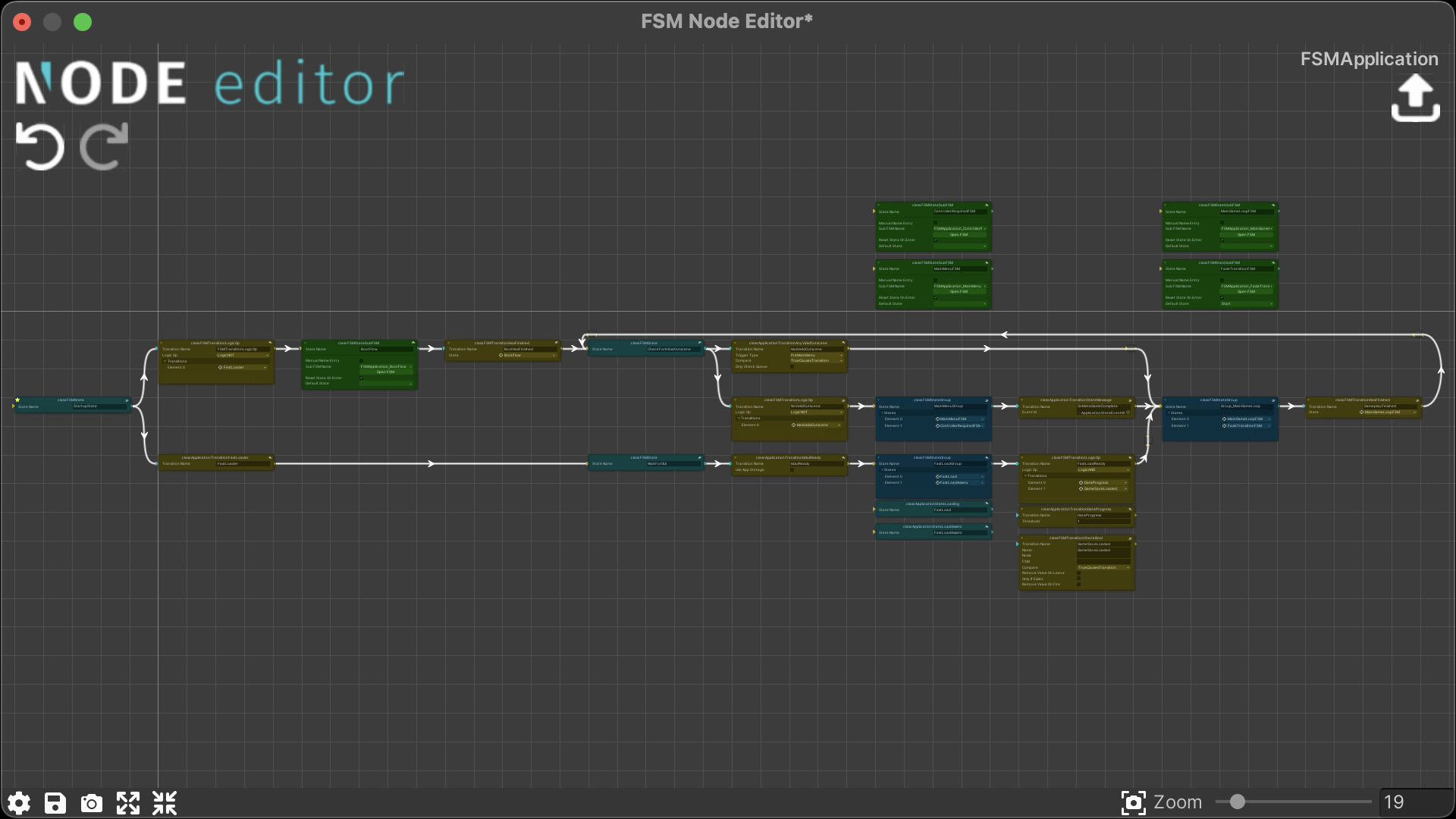 Application FSM example within the Node Graph.