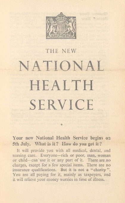 Pamphlet for the New National Health service.