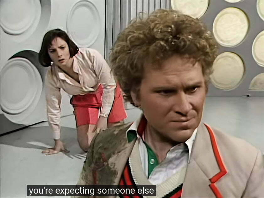 Colin Baker's regeneration as Doctor Who.