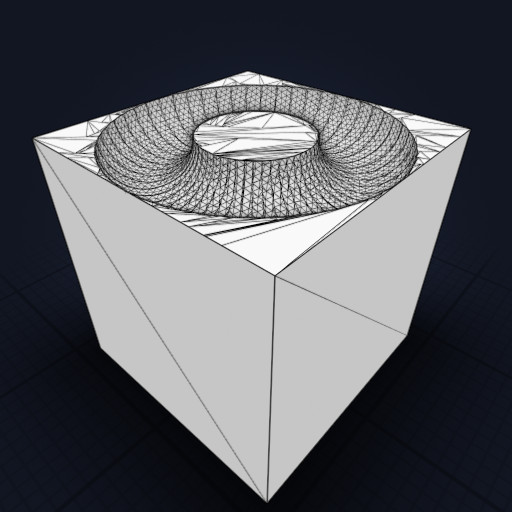 Series of spheres subtracted from the top of a cube
