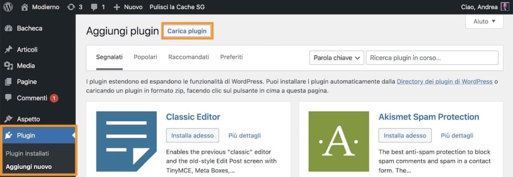 1 - Aggiungi plugin