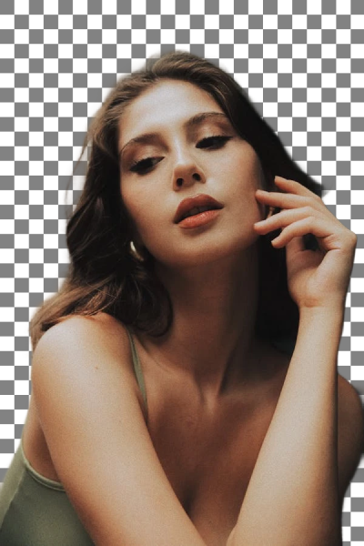 A portrait of a woman without background