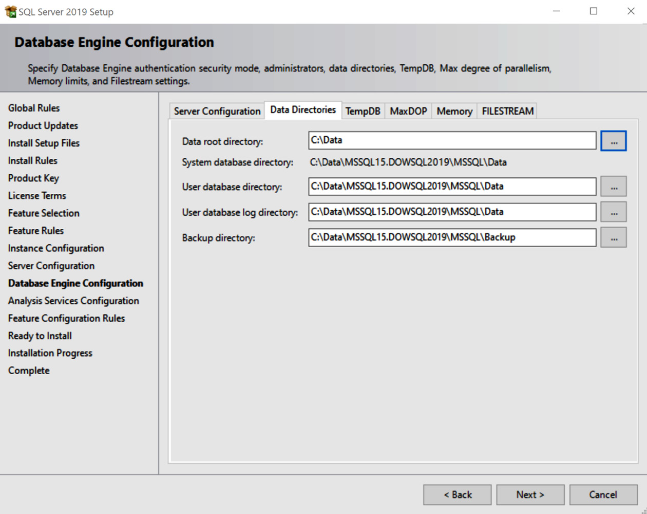 Figure 1.14 &ndash; Choose the location for your data directories
