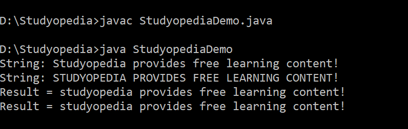 Java string tolowercase method
