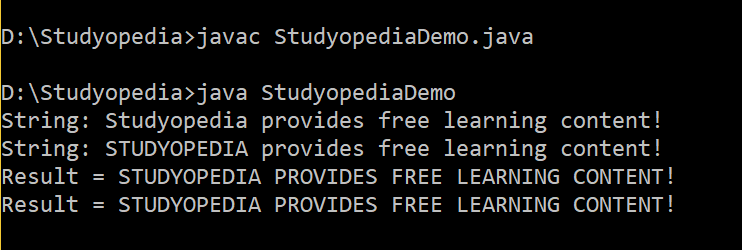 Java string touppercase method
