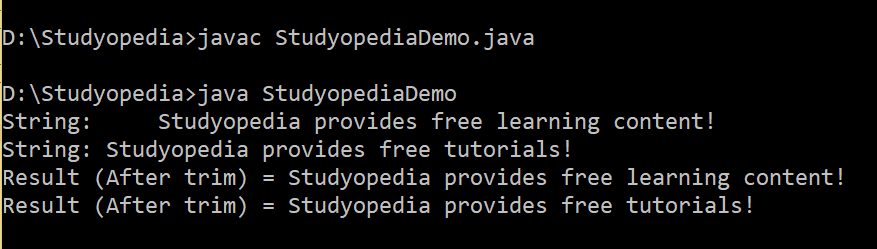 Java string trim method