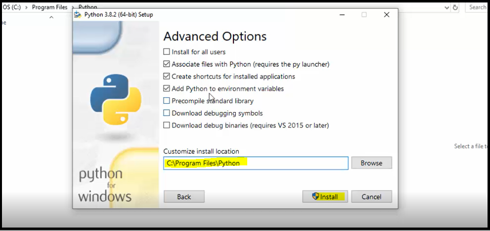 Change Python installation path