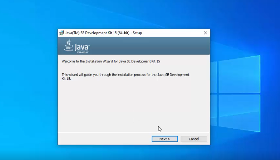 Java JDK 15 Installation begins