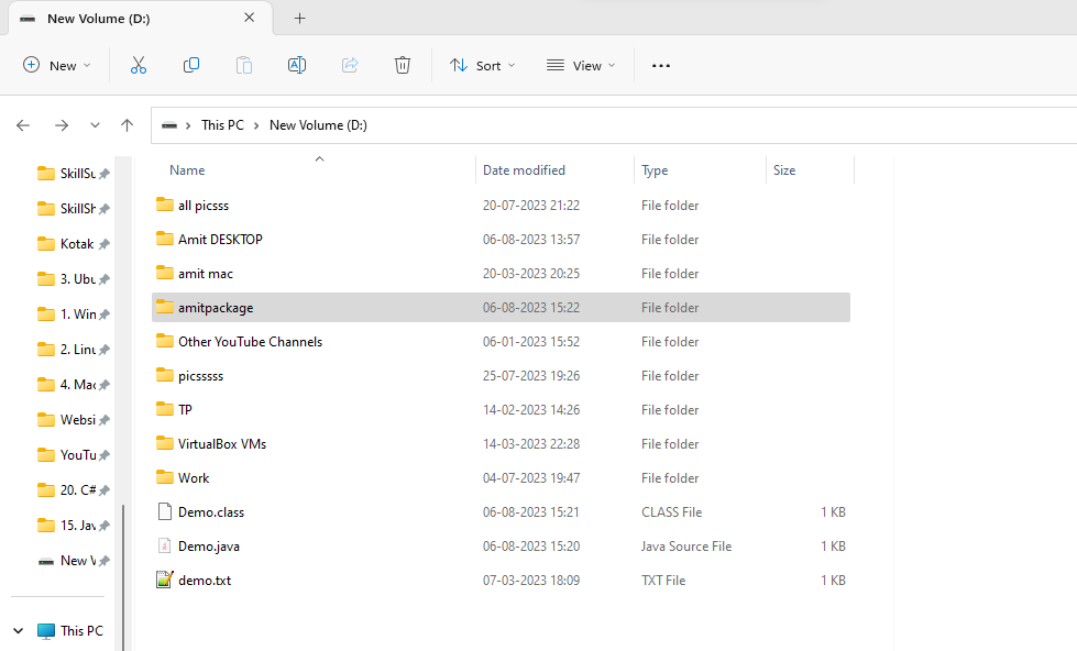 Packages folder in Java