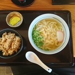 六ろく - かけうどんと味ご飯セット500円