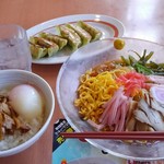 幸楽苑 - 醤油ダレ冷し中華+玉丼+ベジタブル餃子セット