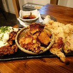 肉 地酒 個室居酒屋 結 - 九州自慢の鶏三点盛り1280円