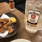 旨唐揚げと居酒メシ ミライザカ - ＪＩＮビーム199円はお得ですよね？軟骨揚げも。