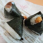 こびしや - 左からねぎみそ・えび天むす・飛騨牛天むす