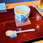 平花とんぼ - 器も素敵なんで蓋したまんま撮れば良かった(◞‸◟ㆀ)絶品クリームチーズ入り茶碗蒸し、手書きのお礼もグッと来ますね( ´∀`)