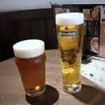 IRISH PUB CELTS - ◆ドリンクは「TOKYO隅田川ブリーイングベールエール」と「ハイネケン」を。 いつもながらメニューをきちんと見ていなくて、どちらも「１ ＰＩＮＴ」で提供されビックリ。(≧◇≦) 因みに「TOKYO隅田川ブルーイング ペールエール」は １ ＰＩＮＴ 910円、 「ハイネケン１ ＰＩＮＴ」は860円ですので　このセットはお得ですが、食事前には多い。(^0^;)