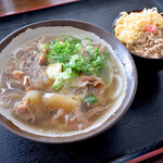 手打うどん　まるたけ - 肉うどんと、二色丼（仮称）