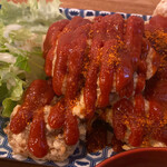 IPPON Shokudo - 赤唐揚げアップ　※サラダはシーザードレッシングです