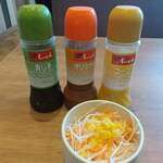 国産牛焼肉くいどん - サラダと3種類のドレッシング