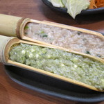 しゃぶしゃぶ温野菜 - 通常版のつくねと、チーズとバジル入りのつくね