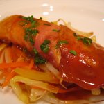 コーヒーハウス トレール - シマカツオのベーコン巻き　味噌とフォンドボーソース