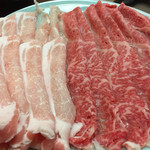 うどんちり しゃぶしゃぶ 平八 - 追加の豚と牛肉